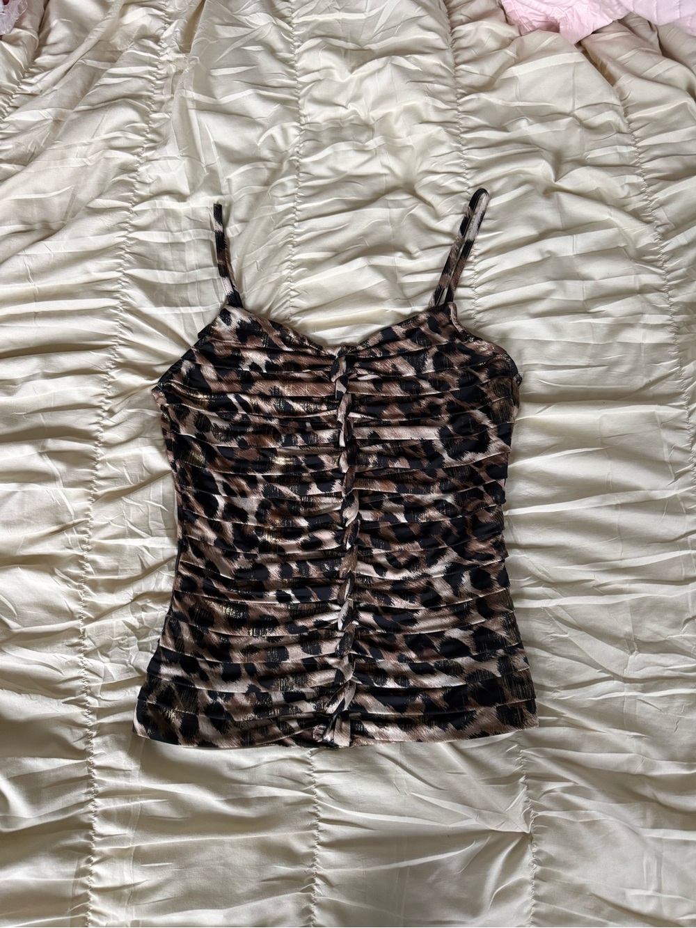 Caché Leopard Print and Gold Top